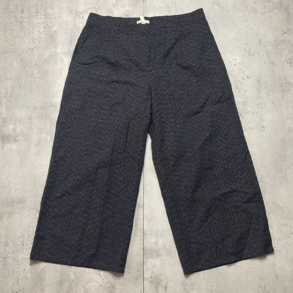 Eileen Fisher‎ 100% Organic Cotton Chainette Printed Wide Leg Crop Pants Size M - Picture 1 of 11